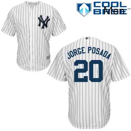 Mens Majestic New York Yankees 20 Jorge Posada Replica White Home MLB Jersey